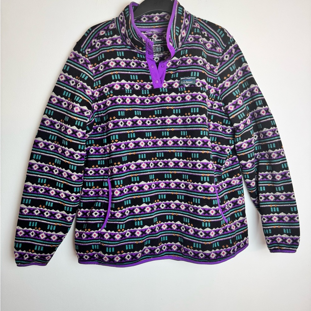L.L. BEAN Mountain Classic Collection Aztec Fleece Snap Pullover